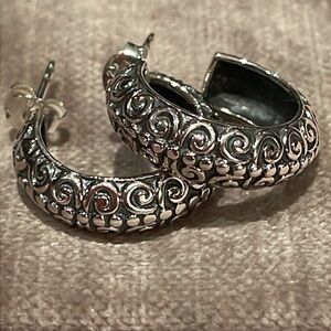 Artisan Scroll Sterling Silver 3/4 Hoop Earrings NWOTS